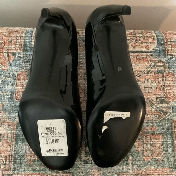 Gorgeous SZ9 Via Spiga NEW Black Patent Leather Peep Toe 3” Heels 🌺 - Picture 7 of 8